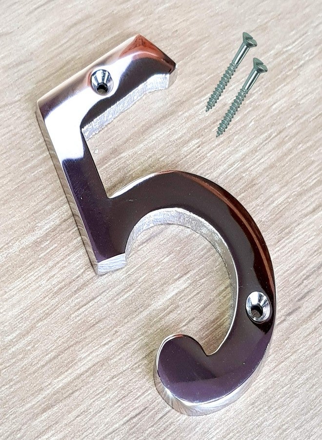 eSplanade 4" Brass House Hotel Door Number Plaque Numeric Numerical Digit 0-9 (5 (Five)) - Image 2